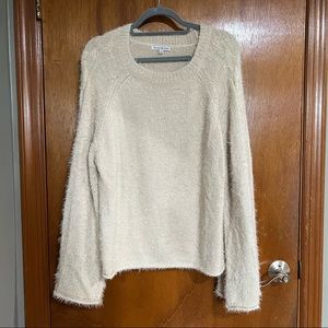 Oversized Beige Fuzzy Sweater
